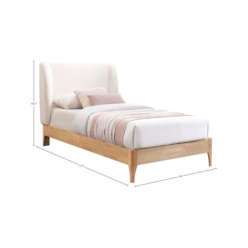 Meridian Furniture Ventura Cream Polyester Fabric Twin Bed