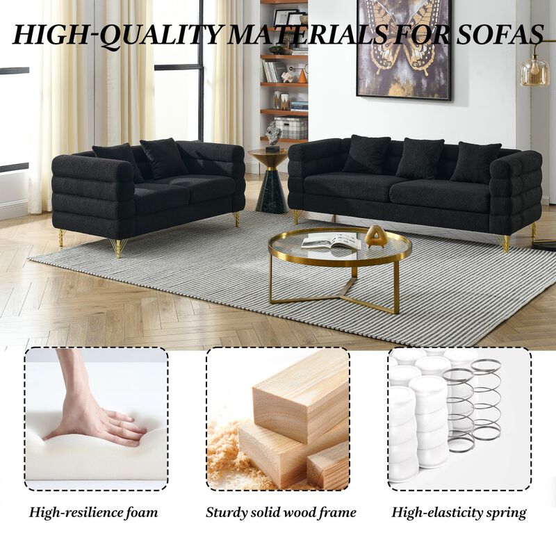 Sibsod modern-design plush cloud-shaped sofa set image number 3