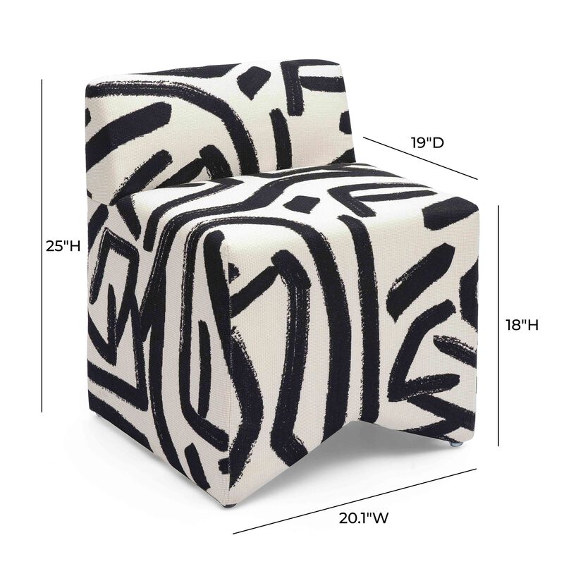 Pippa Black Brushstroke Print Stool image number 5