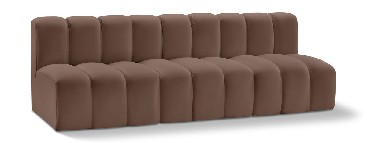 Meridian Furniture Arc Brown Vegan Leather Modular Sofa.