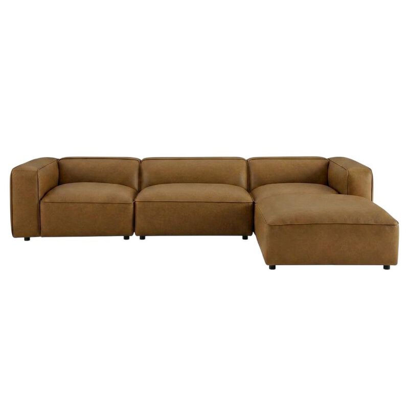 Vegan Leather Modular Sectional Sofa and Couch for Living Room, Camel, 4 Pc image number 0