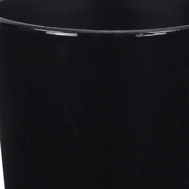 HomeRoots 5" Black Recycled Plastic Indoor Outdoor Round Pot Planter