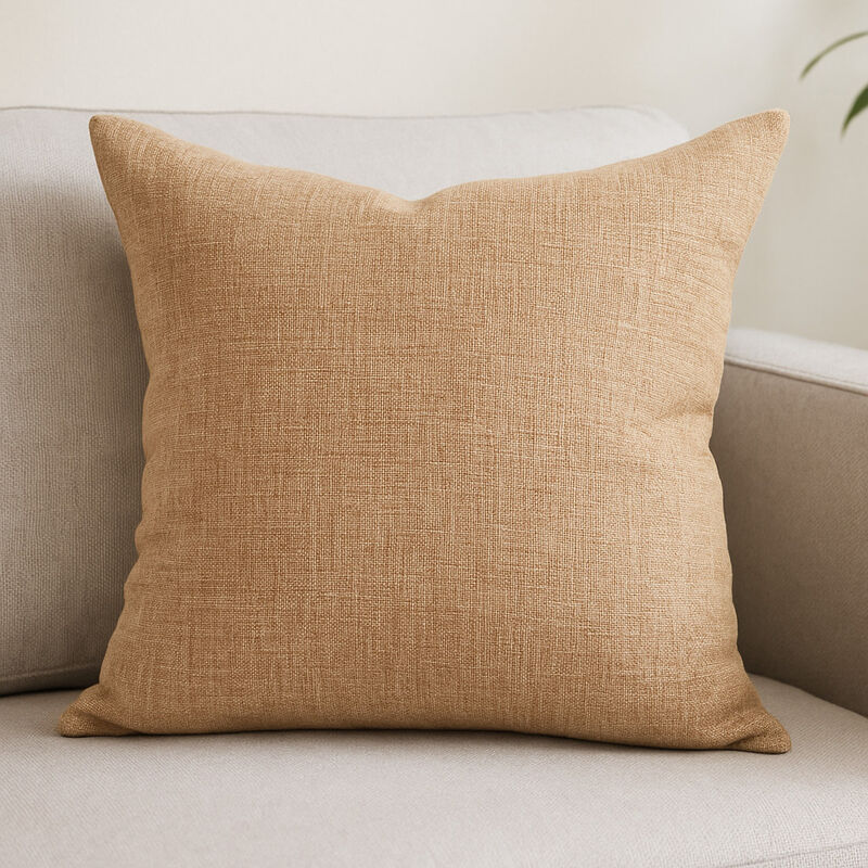 HomeRoots 22" Brown Linen Throw Pillow Cover with Texture image number 1