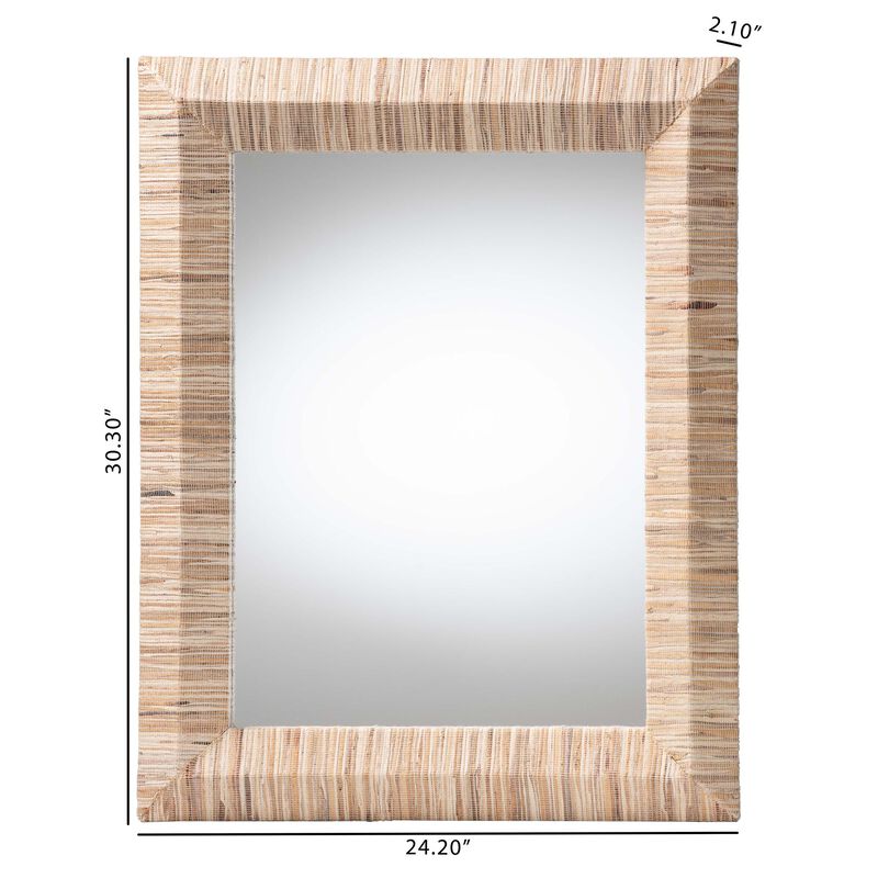 bali & pari Adino Bohemian Woven Natural Grasscloth Rectangle Accent Mirror
