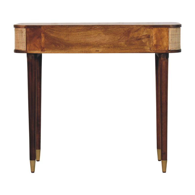Artisan Furniture Solid Wood Belmont Cane Edge Console Table, 2 Drawers, Brown image number 7