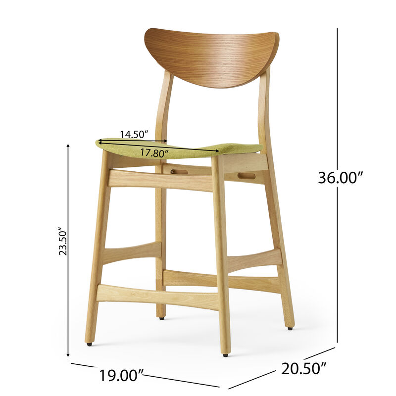 Merax Retro-Modern Rubberwood Counter Chairs (Set of 2）