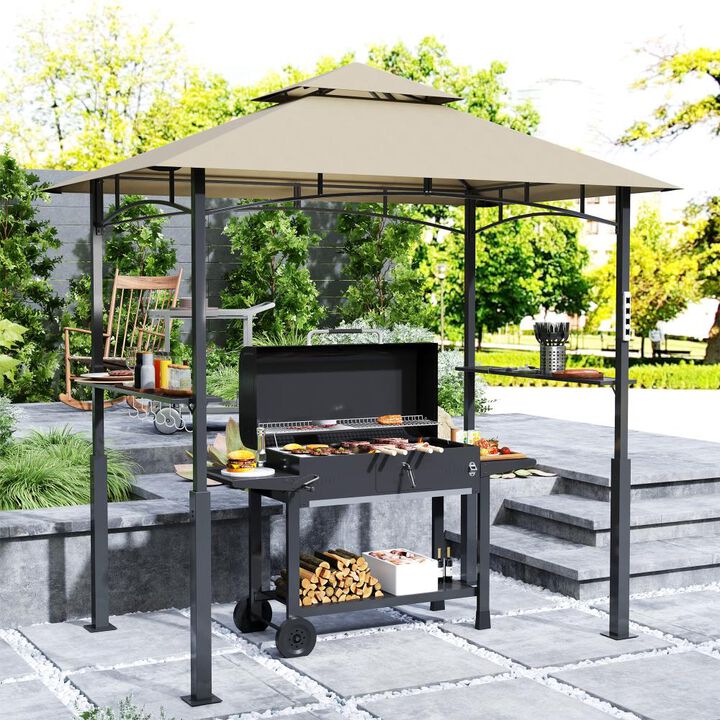 Hivvago 8x5 BBQ Gazebo Shelter with Shelves and Tool Hooks