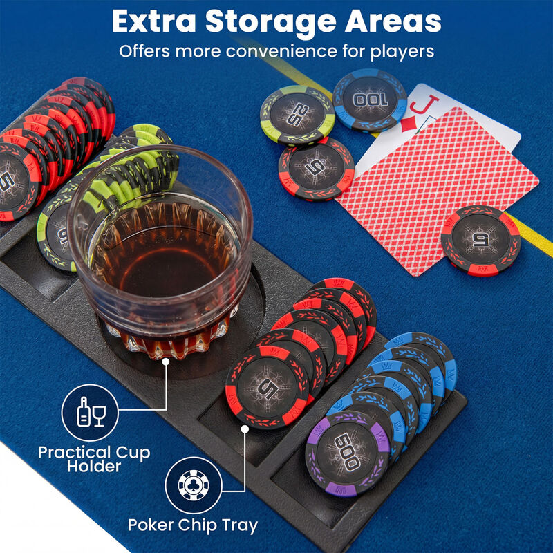 Foldable Poker Table Top for 8 Players with Cup Holders and Carrying Bag image number 6