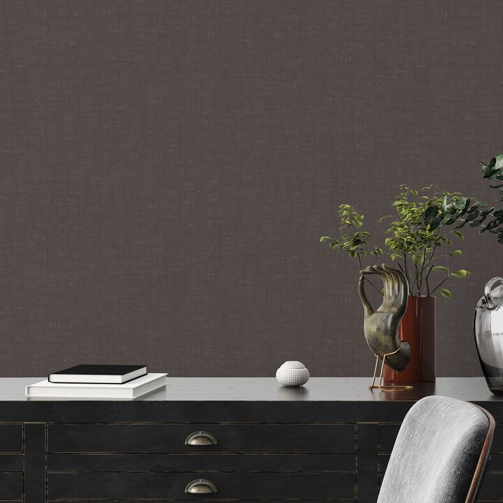Fusion Linen Effect Textured Bronze Brown Wallpaper FS72020