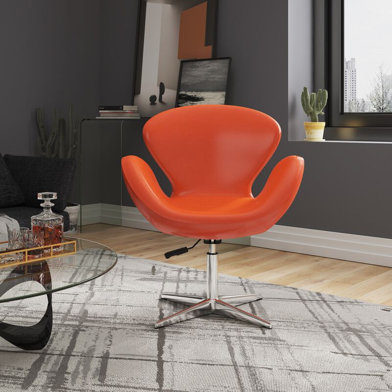 Raspberry Swivel Accent Chairs in Orange (Set of 2)