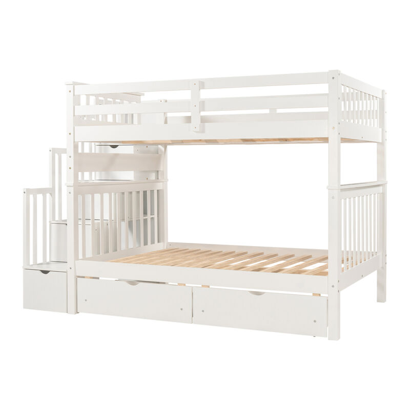 Full Over Full Bunk Bed With Shelves And 6 Storage Drawers image number 5