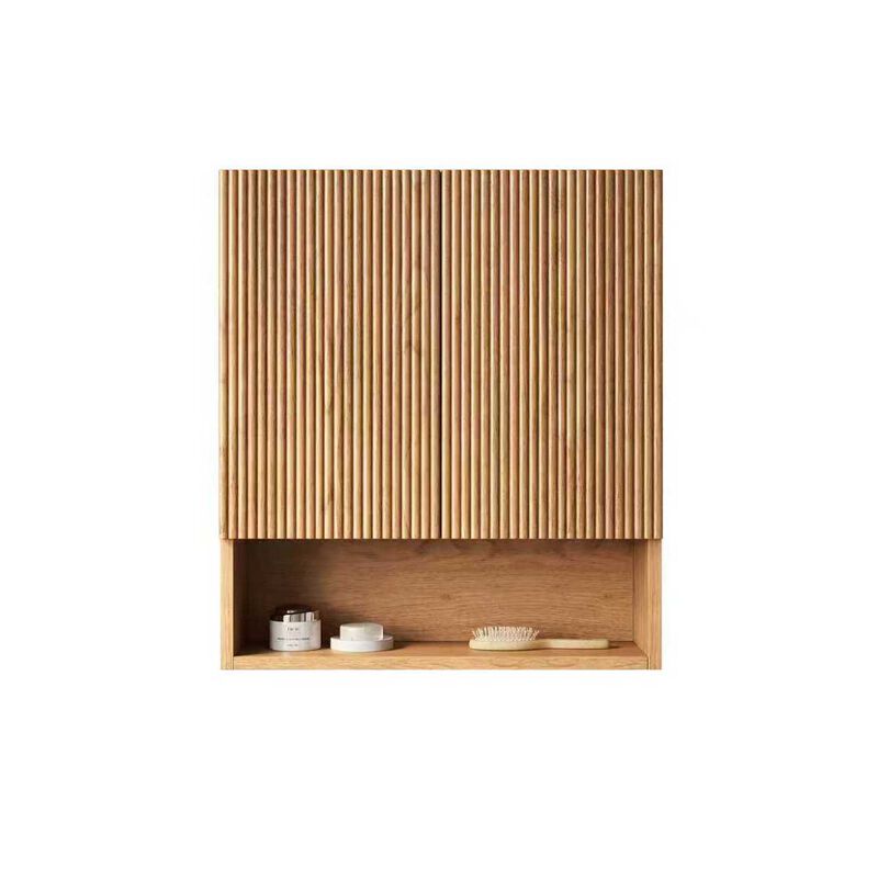 ELEMENT ACE Wall-Mounted Striped Bathroom Cabinet with Doors, Shelf and Open Storage Compartment image number 0