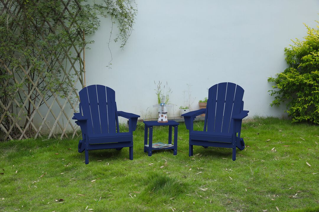 Hivvago Folding Adirondack Chair Set with Side Table