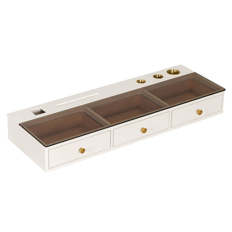 Whisen 47" Floating Shelf with 3 Drawers, Multi-Purpose Wall-Mounted Vanity Table, Mounted Desk