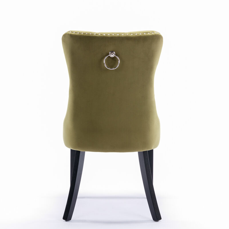 Streamdale Contemporary Velvet Dining Chairs, Olive-Green (2-PCS) image number 7