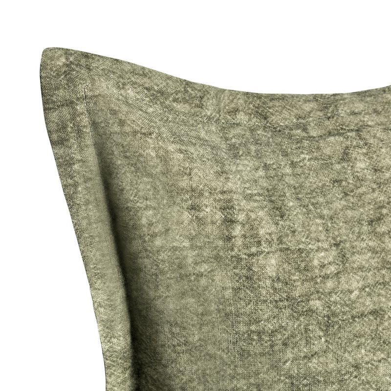 Pixie Throw Pillow, Self Flange, 22 Inch Green Cotton Linen Blend - Benzara image number 3