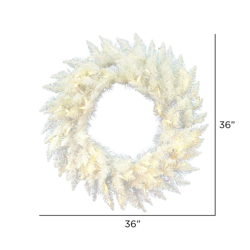 Vickerman 36" Sparkle White Spruce Artificial Christmas Wreath, Warm White LED Lights - Faux Spruce Christmas Wreath - Seasonal Indoor Home Decor image number 2