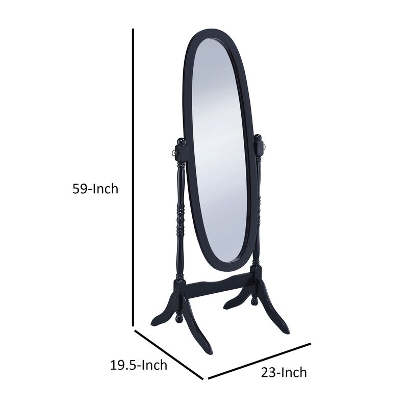 Aesthetically Charmed Oval Shaped Cheval Mirror, Black image number 5