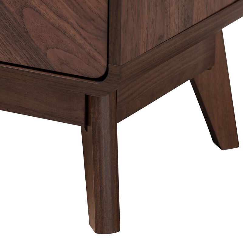 Baxton Studio Markell Mid Century Transitional Walnut Brown Finished Wood 2 Drawer Nightstand