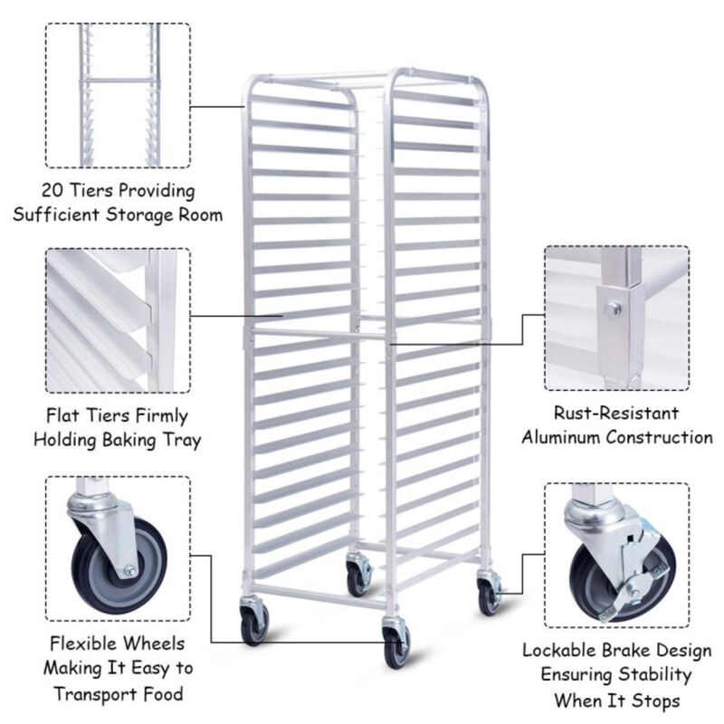 Hivvago Aluminum Pan Rolling Bakery Rack