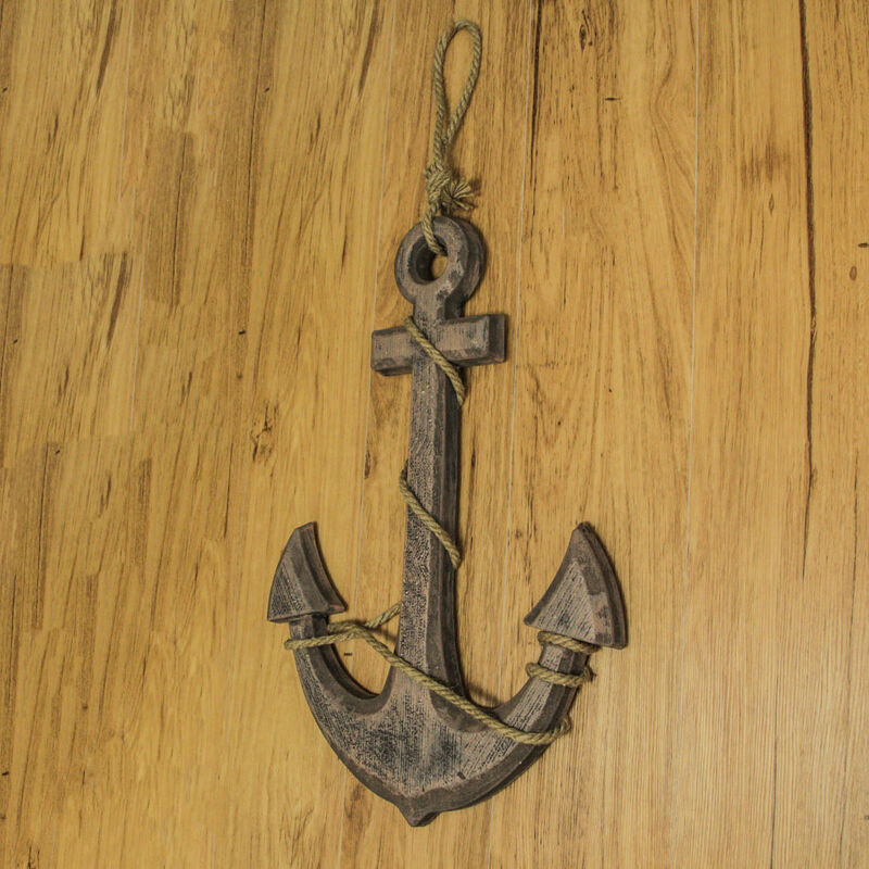 Natural Brown Finish Ship Anchor and Rope Nautical Wall Hanging image number 7