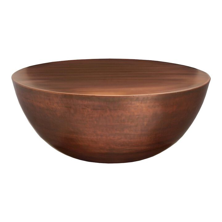 Starlight Canyon Home Bronze Metal Coffee Table &ndash; Round Drum Coffee Table with Unique Iron Design
