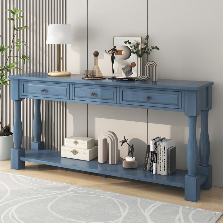 Long Console Table with Drawers and Shelf for Entryway, Hallway, Living Room