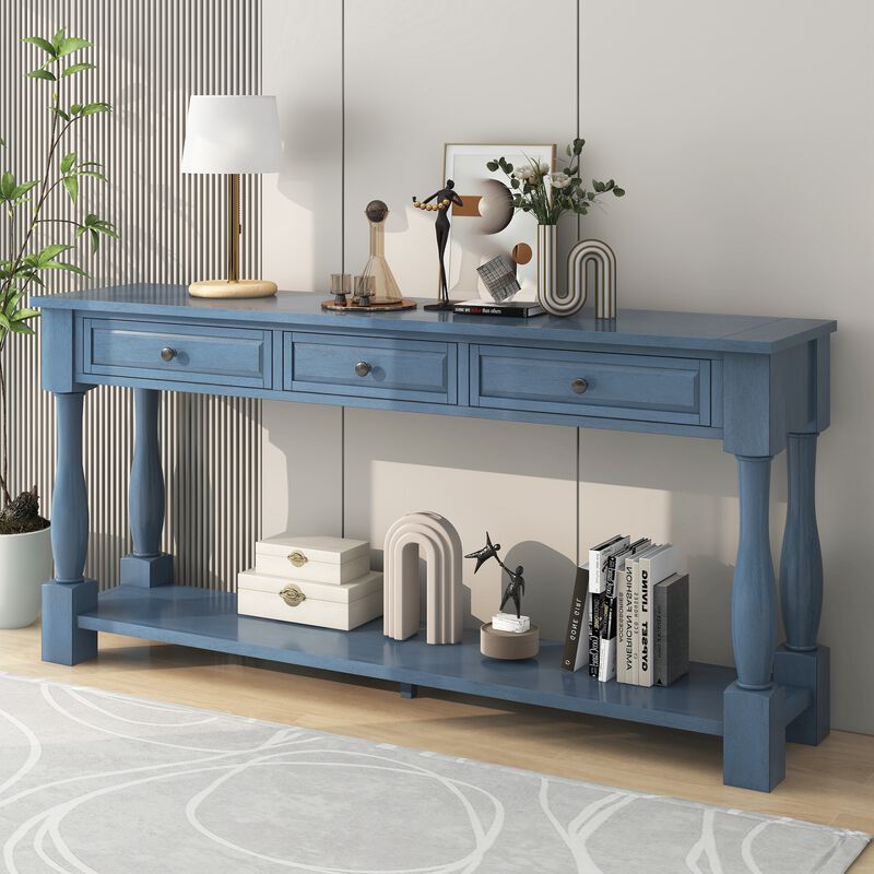 Long Console Table with Drawers and Shelf for Entryway, Hallway, Living Room