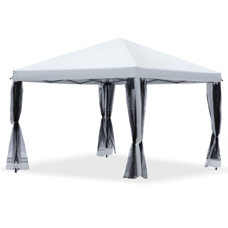 Breezy Event Shelter: 10x10 Silver Pop-Up Gazebo with Mesh Walls