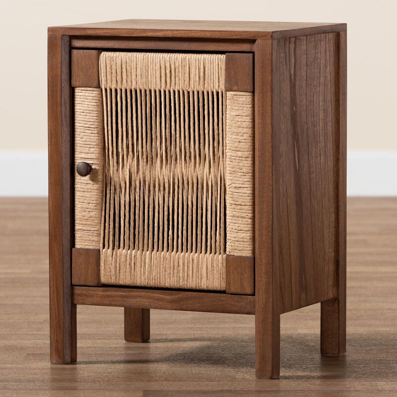 Baxton Studio Holitz Modern Bohemian Walnut Brown Finished Bayur Wood Nightstand
