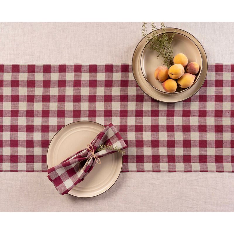 Solino Home 100% Pure Linen Table Runner - Morgan Check