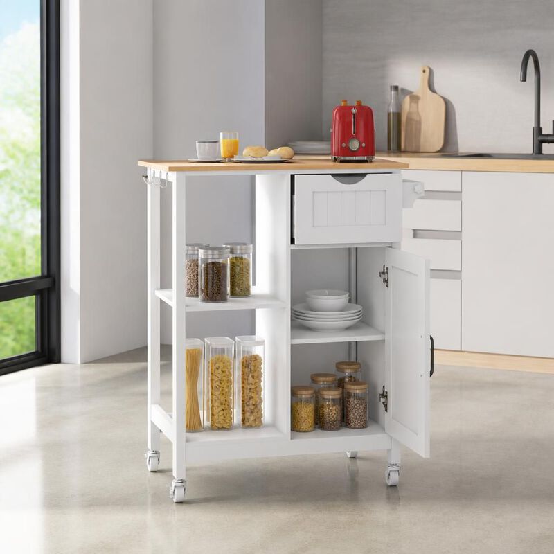 ELEMENT ACE Portable Mobile Kitchen Island Cart with Storage Cabinet, Rolling Table with Drawer, Spice Rack and Towel Rack on Wheels for Extra Kitchen Storage image number 2
