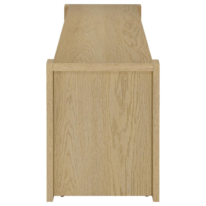 Laury TV Stand Media Console with Open Shelves, Light Oak Wood 60 Inch image number 3