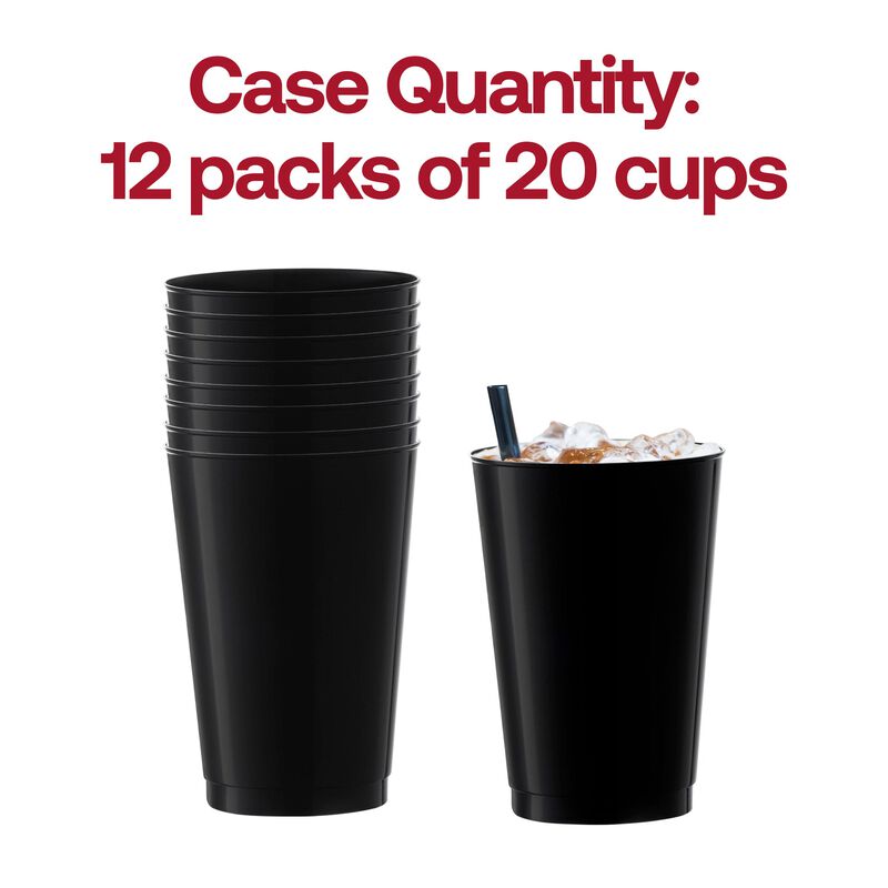 12 oz. Black Round Plastic Tumblers (240 Cups) image number 4