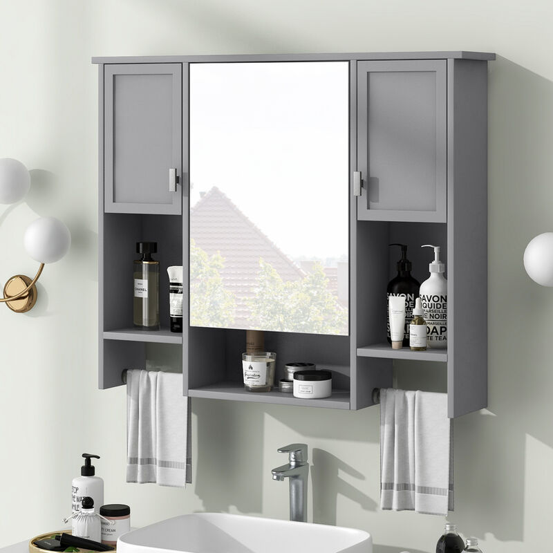 ELEMENT ACE Modern Wall Mounted Bathroom Storage Cabinet with Mirror and Towel Bar image number 3