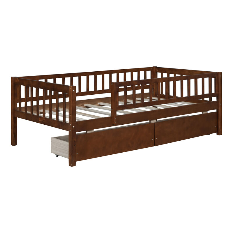 Whisen Twin Size Daybed Wood Bed with Two Drawers image number 2