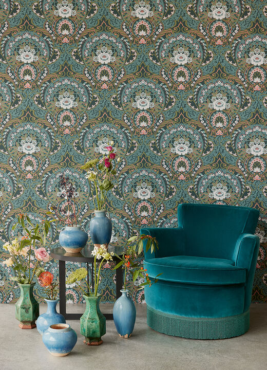 Nasrin Blueberry Damask Wallpaper (Set of 2)
