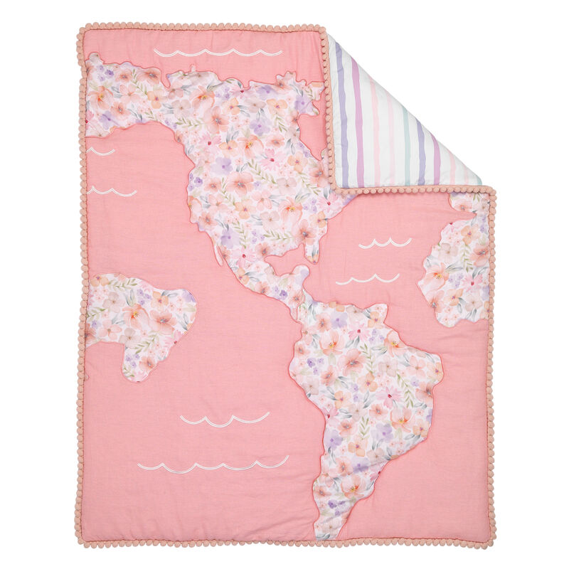 Lambs & Ivy Girls Rule the World Pink Floral 4-Piece Baby Crib Bedding Set