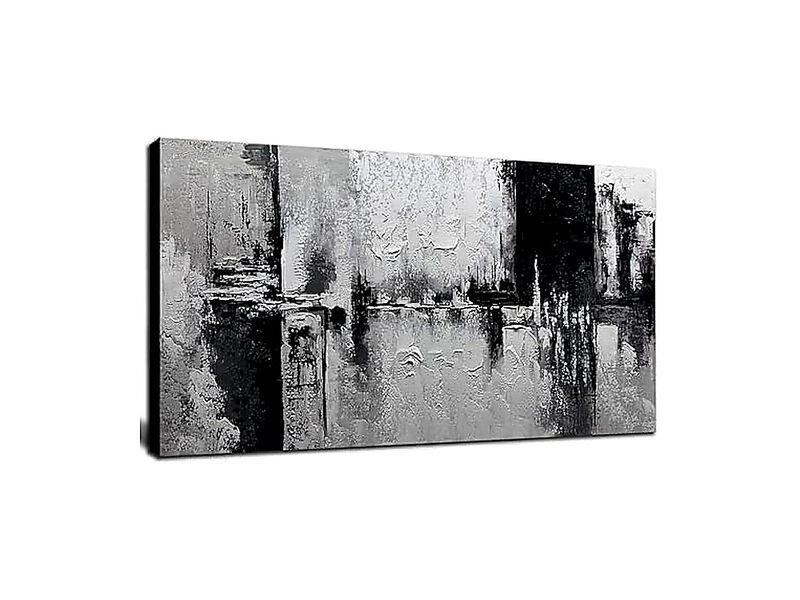 Black White Abstract Wall Art Living Room Textured Canvas Large Minimalist Decor image number 0