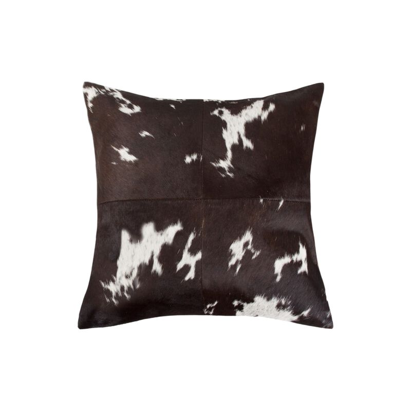 HomeRoots Set of Two 18" Chocolate and White Cowhide Cowhide Throw Pillows image number 2