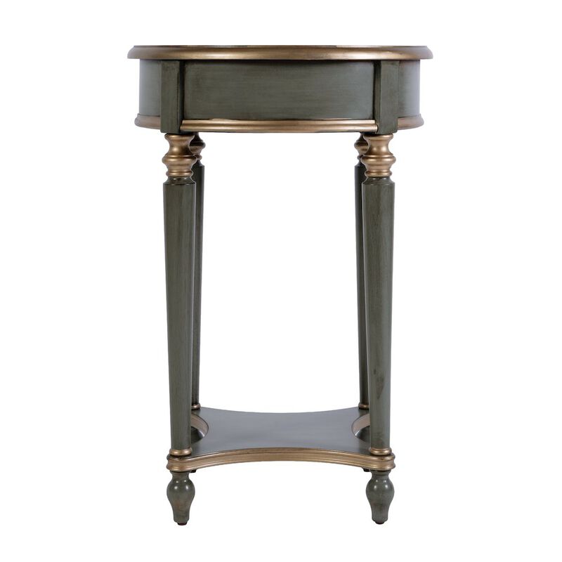 Butler Specialty Jules 17.5 in. W Round Wood 1 Drawer End Table,Lower Open Shelf, Pastel Green image number 7