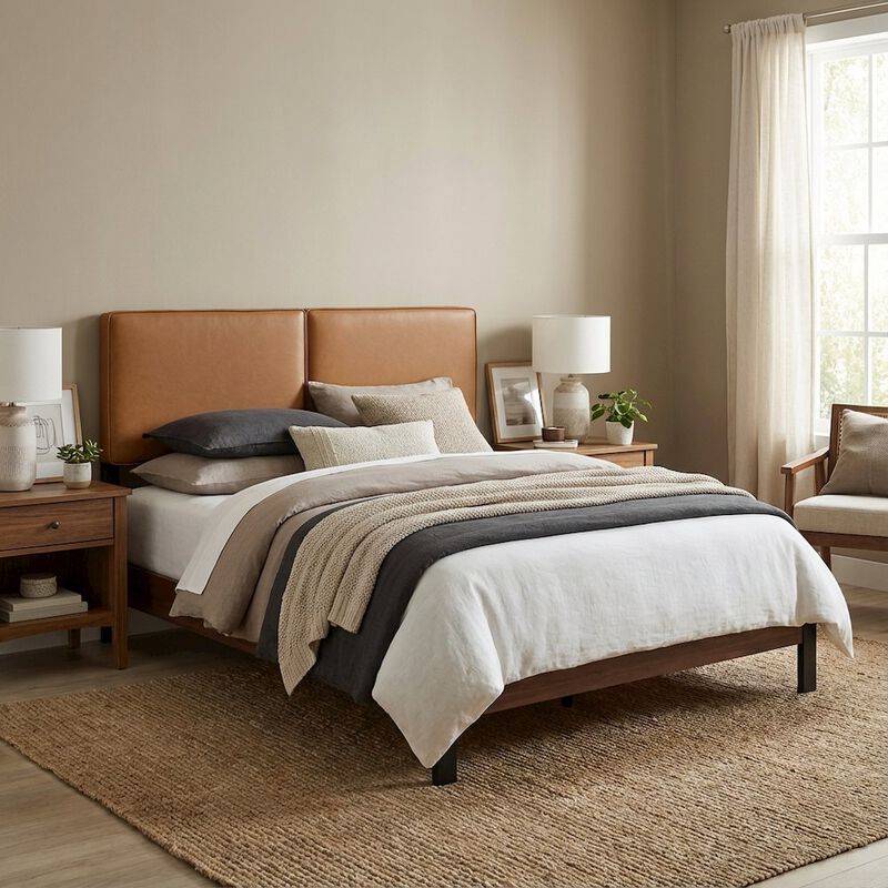 Vegan Leather Full Headboard with Smooth Finish and Durable Construction image number 3