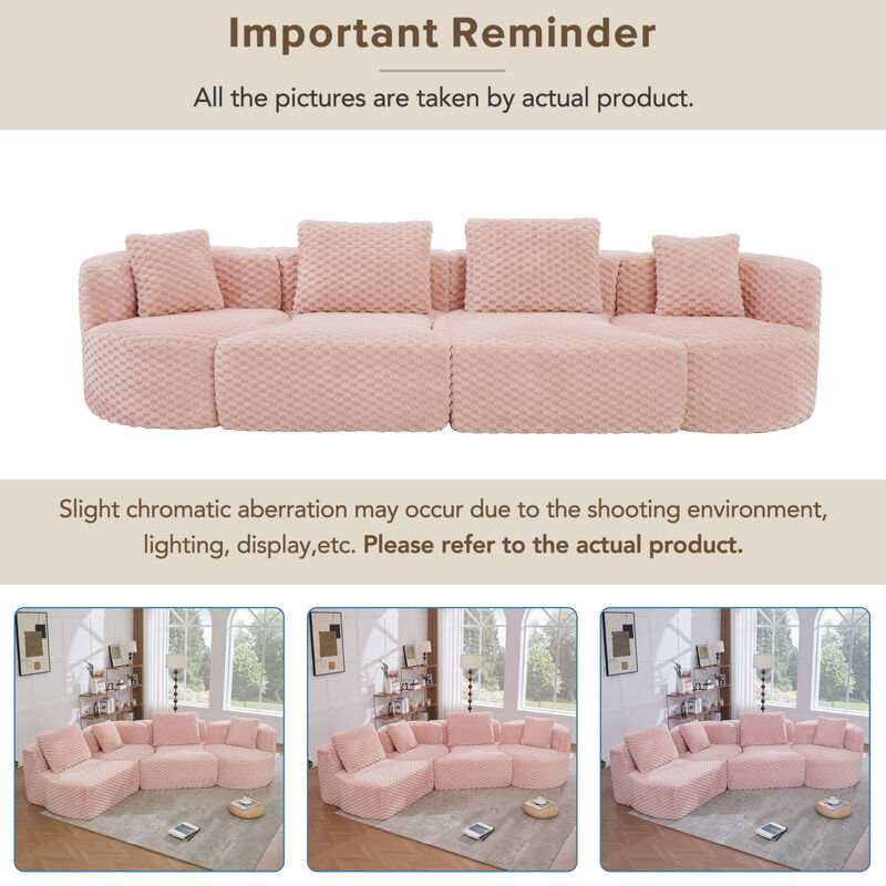 Merax Modular Sofa with Deep Seating & Bubble Velvet Upholstery &ndash; Freely Configurable Sections image number 5