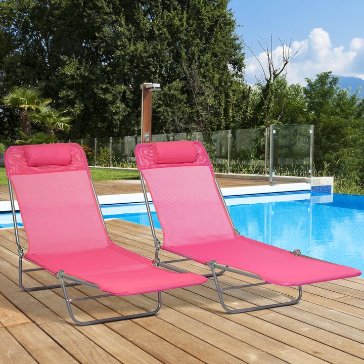 Hivvago 2-Piece Folding Chaise Lounge Chairs with Reclining Back