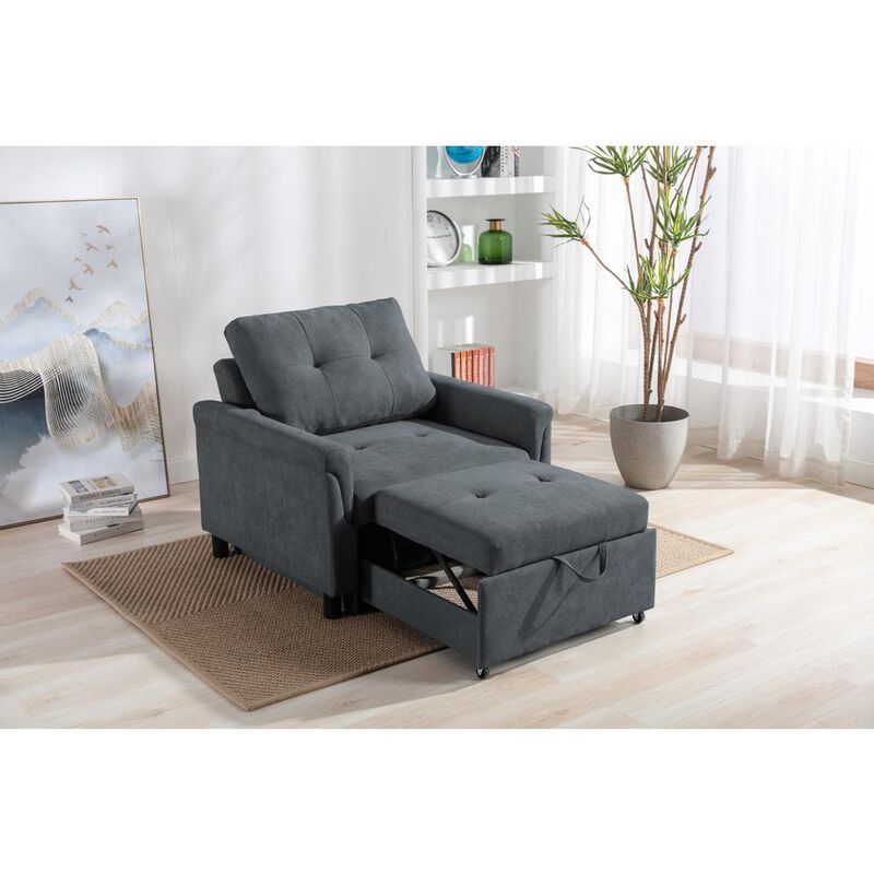 Hannah Dark Gray Woven Convertible Armchair