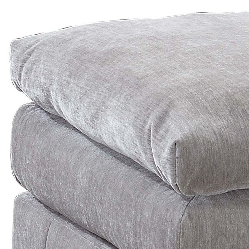 Luna 33 Inch Modular Ottoman, Three Layer Plush Cushioned Seat, Gray - Benzara