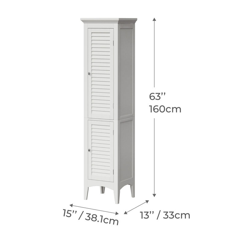 Glancy Freestanding Linen Tower with Two Faux Louvered Doors, White image number 6