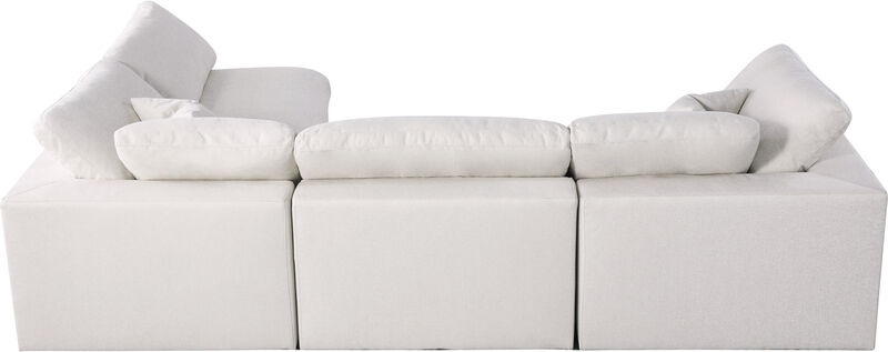 Meridian Furniture Serene Cream Linen Textured Fabric Deluxe Comfort Modular Sectional