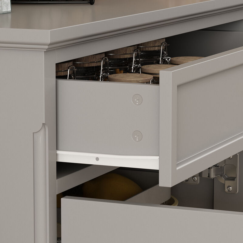 Gray Wood 59.1 in. W Sideboard with 2 Large Drawers, 3 Small Drawers and 2 Cabinets 33.5 in. H x 15.7 in. D