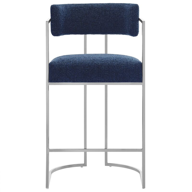 Modway Huron Modern Barrel Counter Stool with Sled Base in Silver Navy image number 8